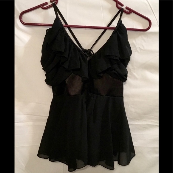 Ali & Kris Tops - Ali & Kris Black Ruffle Tank Crop Top